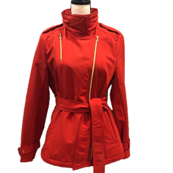 KENNETH Cole Reaction Orange Soft Shell Mock Neck Winter Jacket Size Medium - Picture 1 of 14